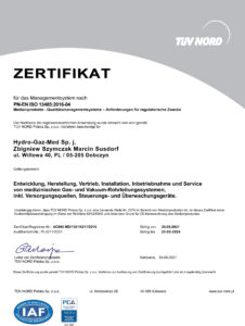 Certyfikat ISO 13485 Ger