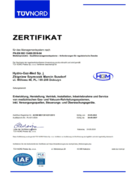 Certyfikat ISO 13485 DE Certyfikat ISO 13485 DE